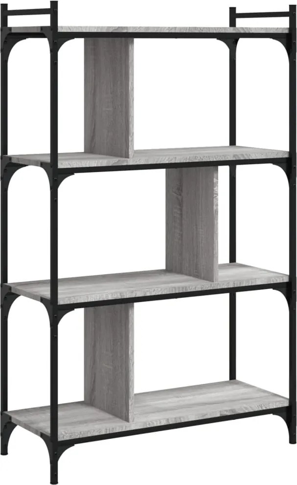 vidaXL 4 szintes szürke sonoma színű fa könyvespolc 76 x 32 x 123 cm