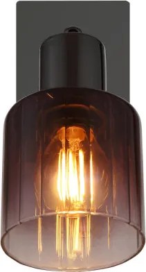 Globo 54313-1 Fali lámpa fém fekete-króm, réz színű/átlátszó színátmenetes üveg búra, billenőkapcsoló a terméken, SzxM: 80x160mm, Mélység: 160mm, 1x E14 40W 230V izzó nélkül