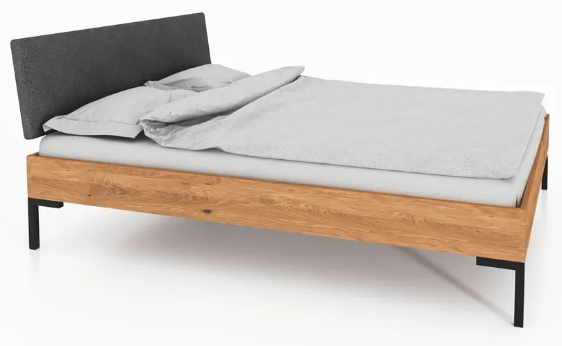 Tölgyfa franciaágy kárpitozott ágytamlával 180x200 cm Abies 1 - The Beds