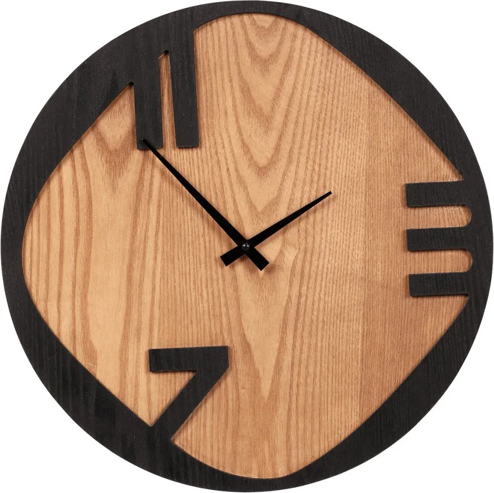Falióra 45 cm átmérő, fém és MDF, kőris furnérral
