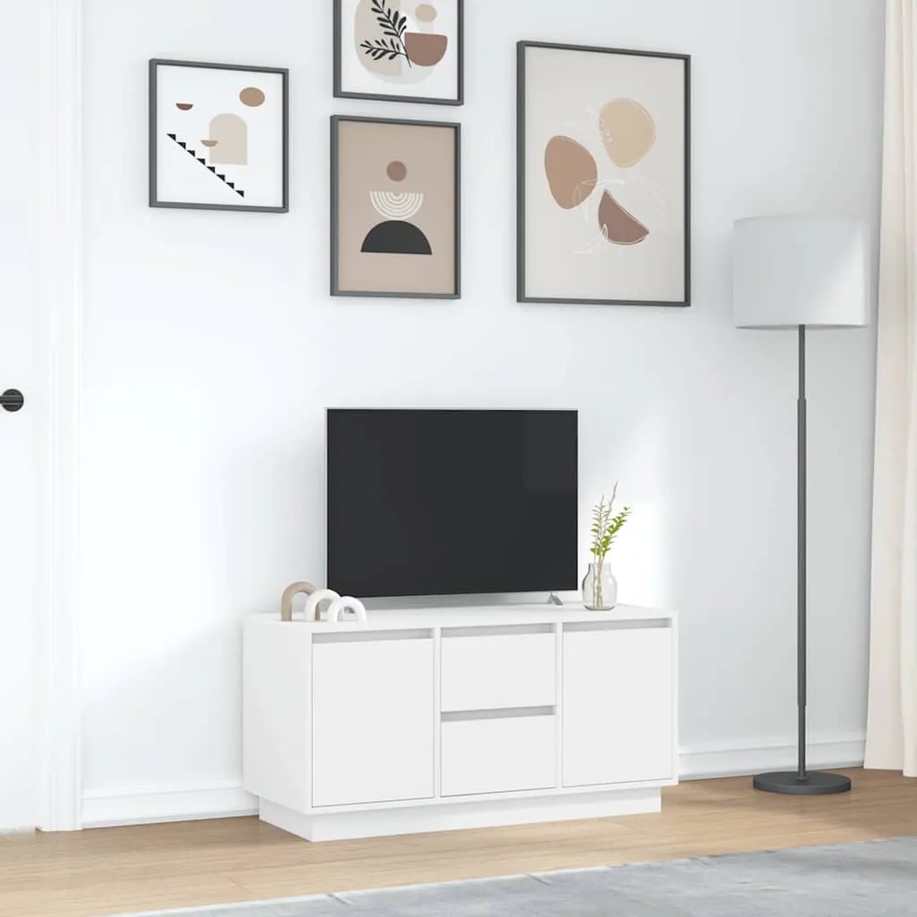 fehér TV-szekrény LED-lámpákkal 100x41x50 cm