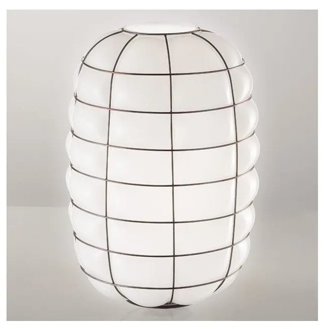 SIRU - Fali lámpa LANTERNA 1xE27/60W/230V fekete/fehér Velencei üveg