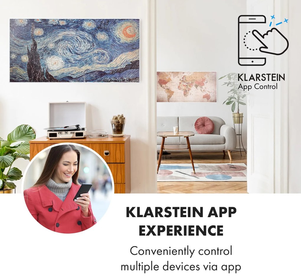 Klarstein Wonderwall Air Art Smart, infravörös hősugárzó, 120 x 60 cm, 700 W, alkalmazás, csillagok