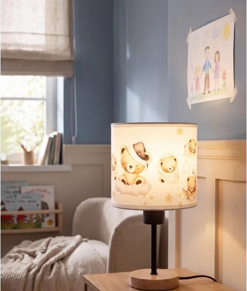 BRILAGI - Asztali lámpa BOBO WOOD 1xE27/25W/230V tölgy/fekete/fehér/macis