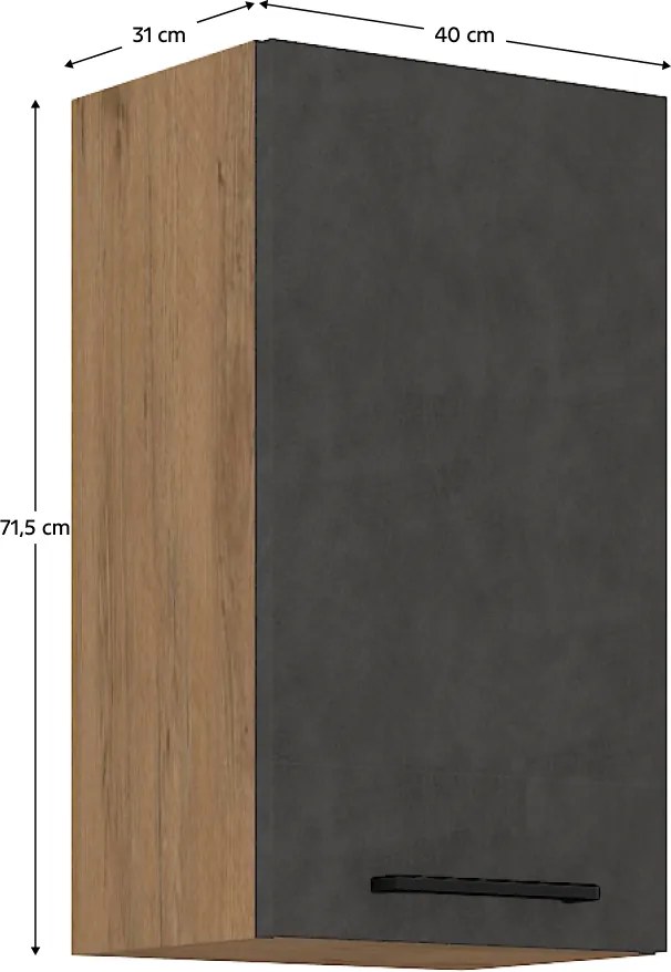 Felsőszekrény, tölgy lancelot/szürke matt, VEGA 40 G-72 1F