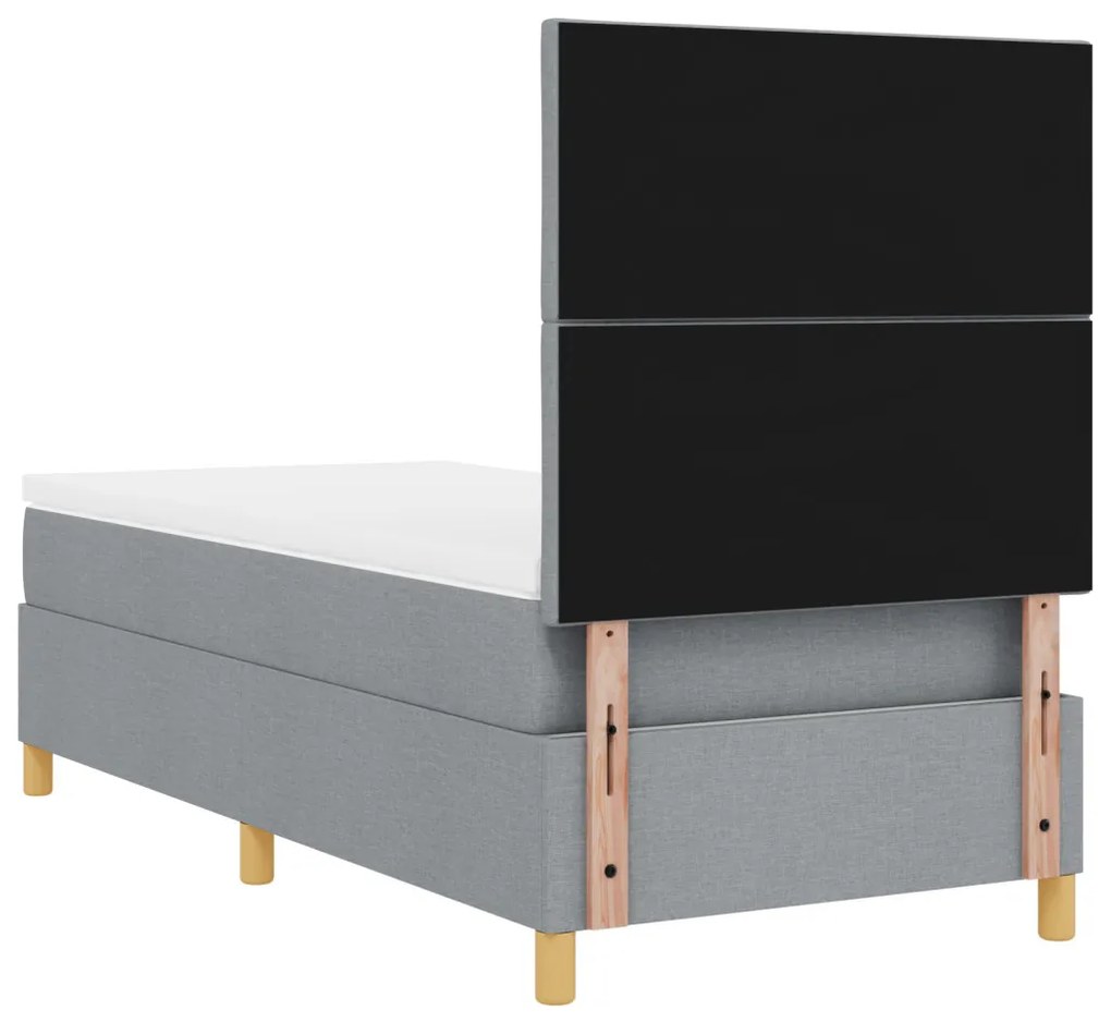 Box Spring Ágy Matraccal Világosszürke Egyszemélyes Ágy Szövet