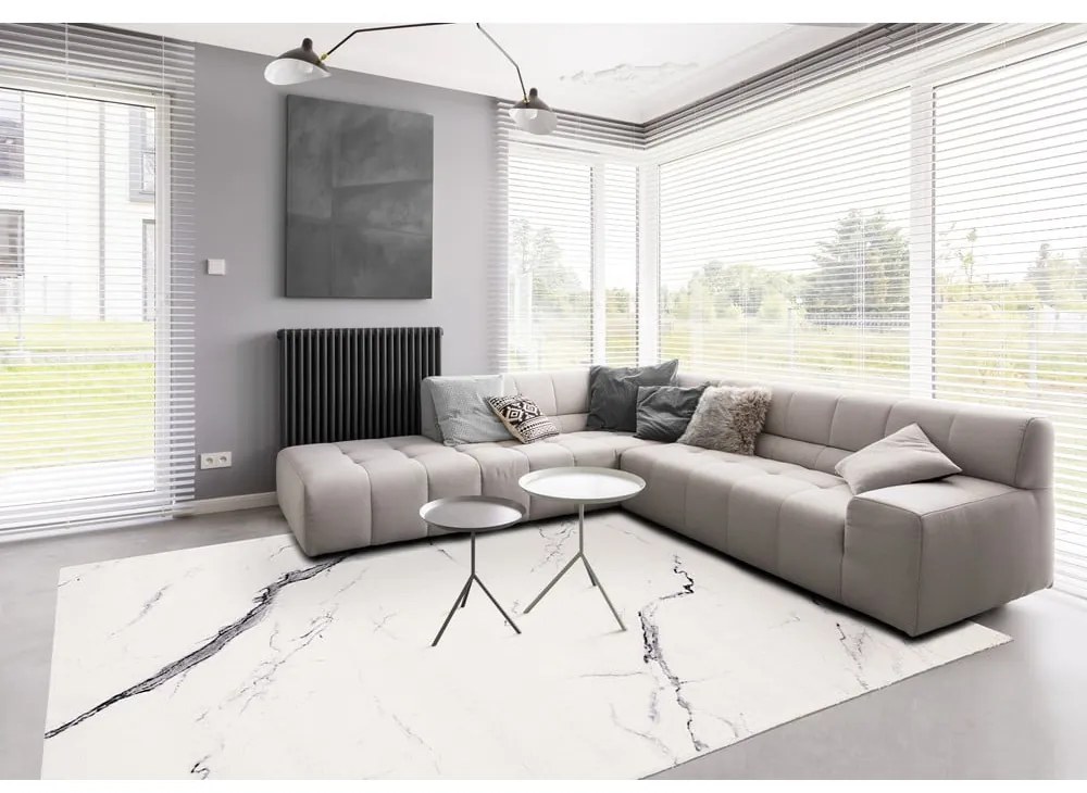 Krémszínű gyapjú szőnyeg 160x240 cm Marble – Agnella