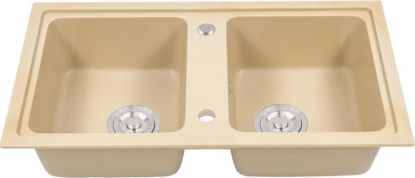 Tia szögletes két medencés gránit mosogató bézs