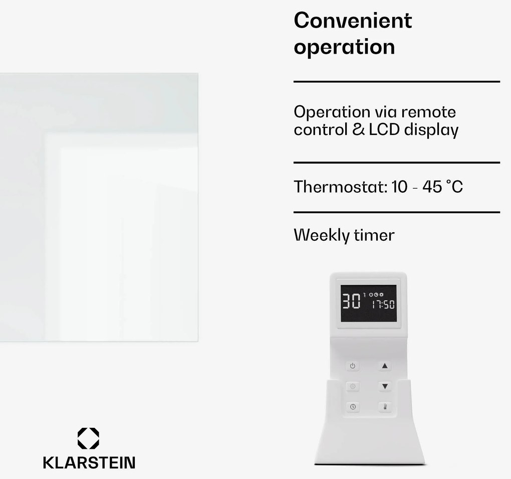 Klarstein Marvel Mirror 720, infravörös fűtőtest, 720 W, heti időzítő, tükör
