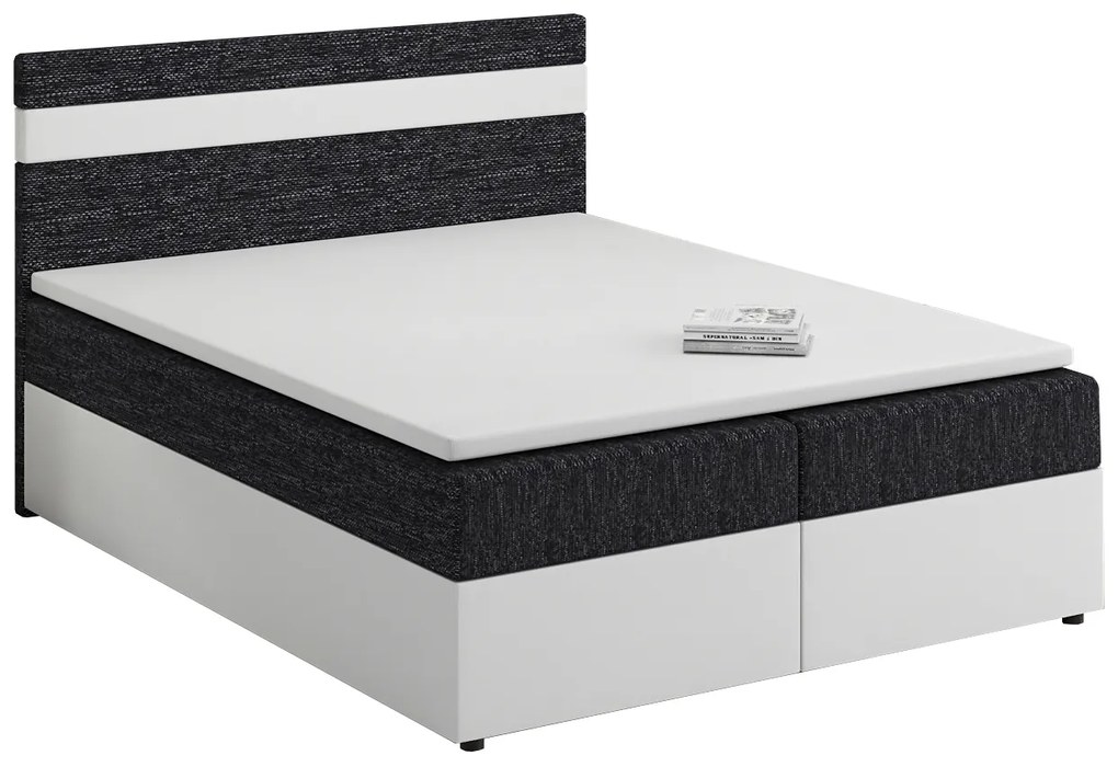 Franciaágy Boxspring 180x200 cm Mimosa (ágyráccsal és matraccal) (fehér + fekete). 1007818