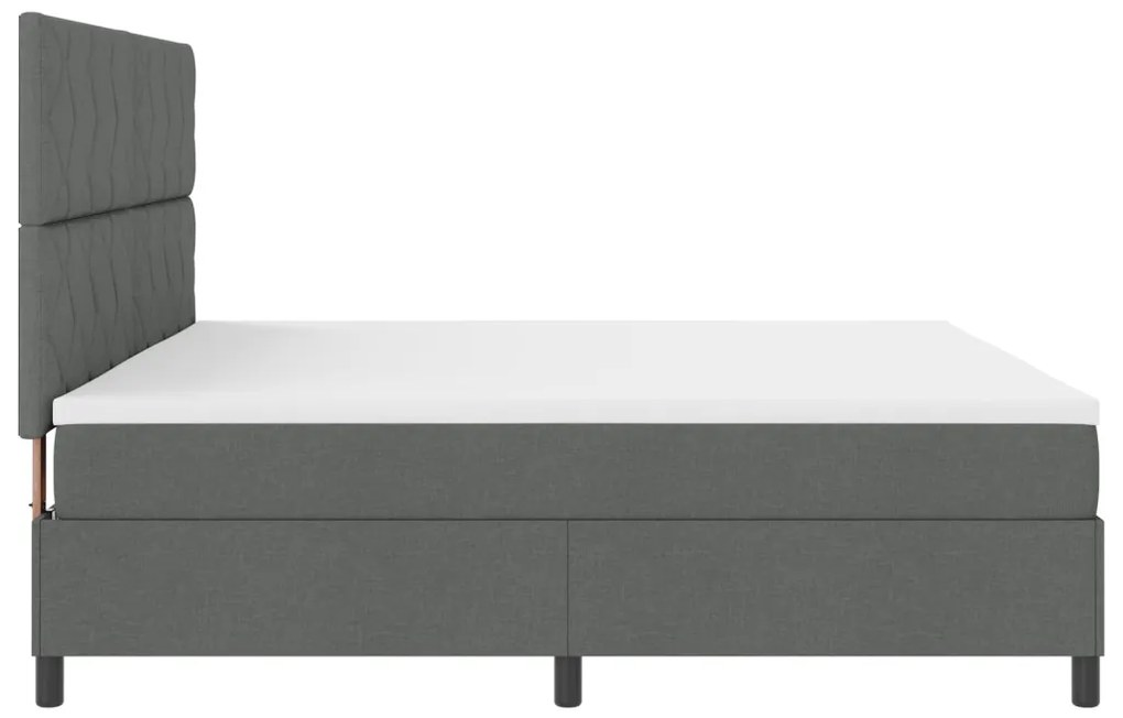 Boxspring Ágy Matraccal Sötét Szürke 200x200 cm Szövet