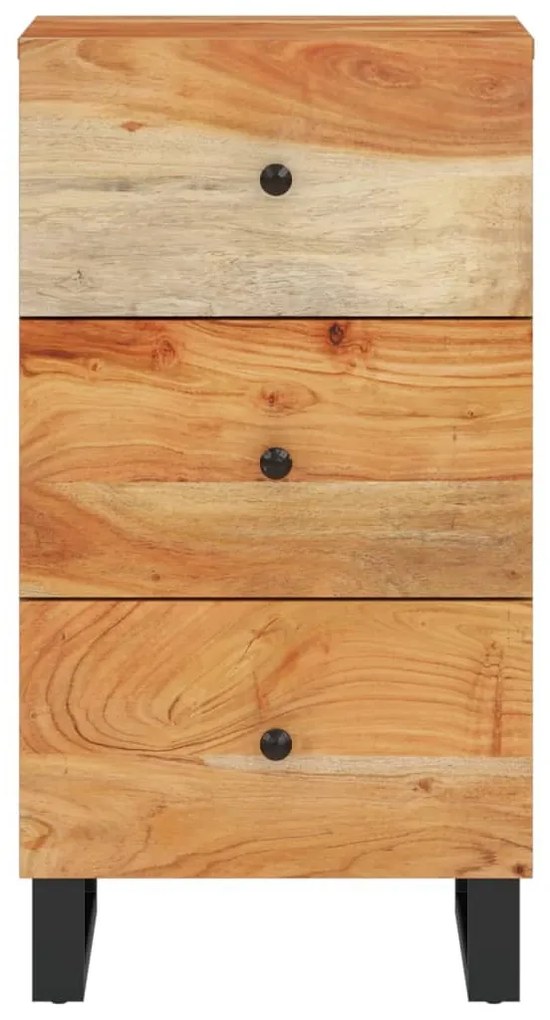 tömör akácfa tálalószekrény 3 fiókkal 40x33,5x75 cm