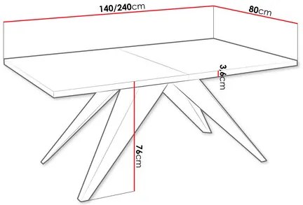 Széthúzható étkezőasztal Awalean 140 (fekete + matt fekete) (6-10 fő részére). 1105359