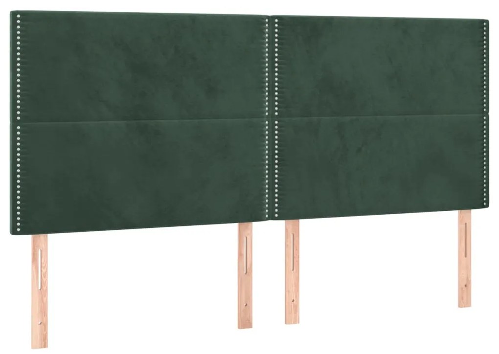 sötétzöld bársony LED-es fejtámla 160x5x118/128 cm