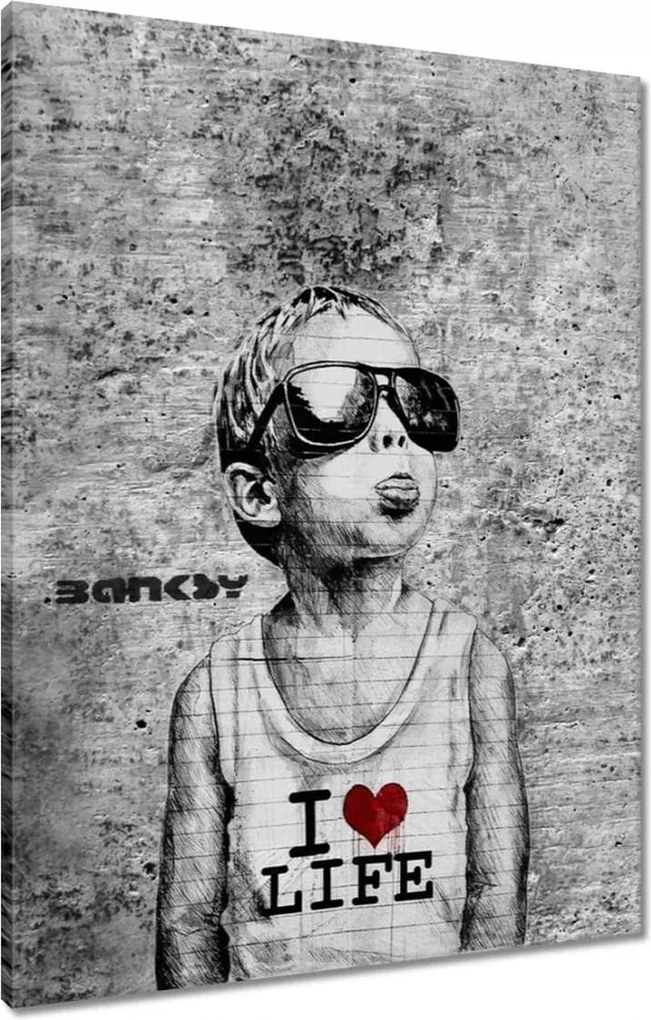 Vászonkép 60x80 I love life Banksy Spray