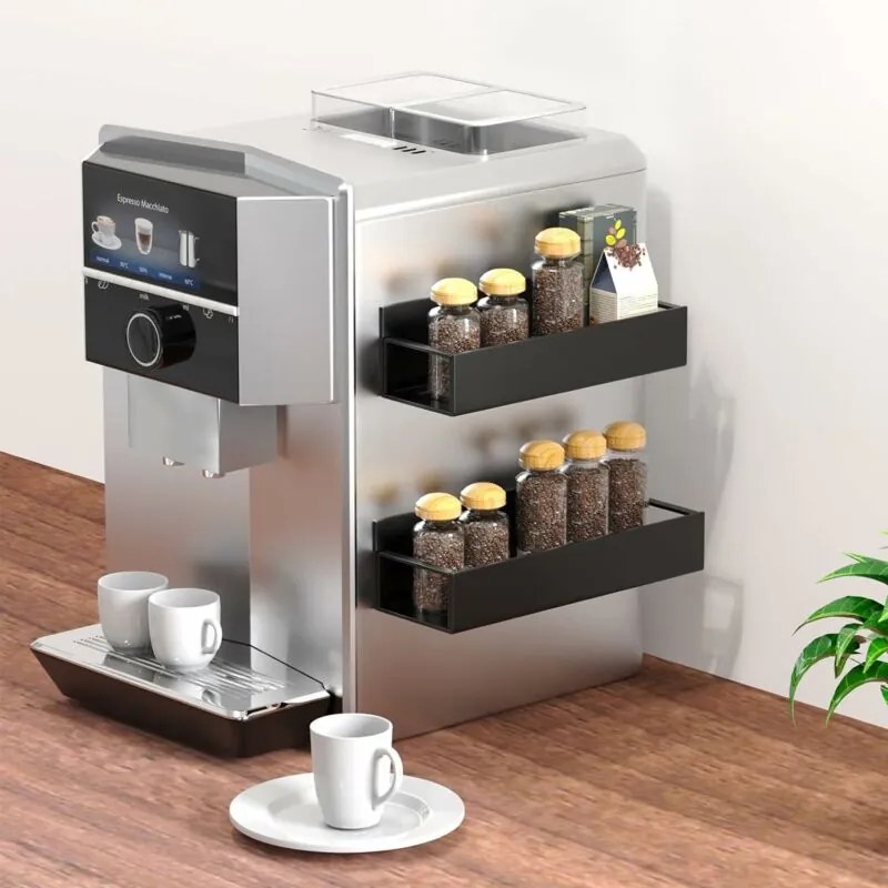 Elite Home® mágneses fém polc, konyhai tárolórendszer hűtőre, mikróra mosógépre, 2 db-os, fekete