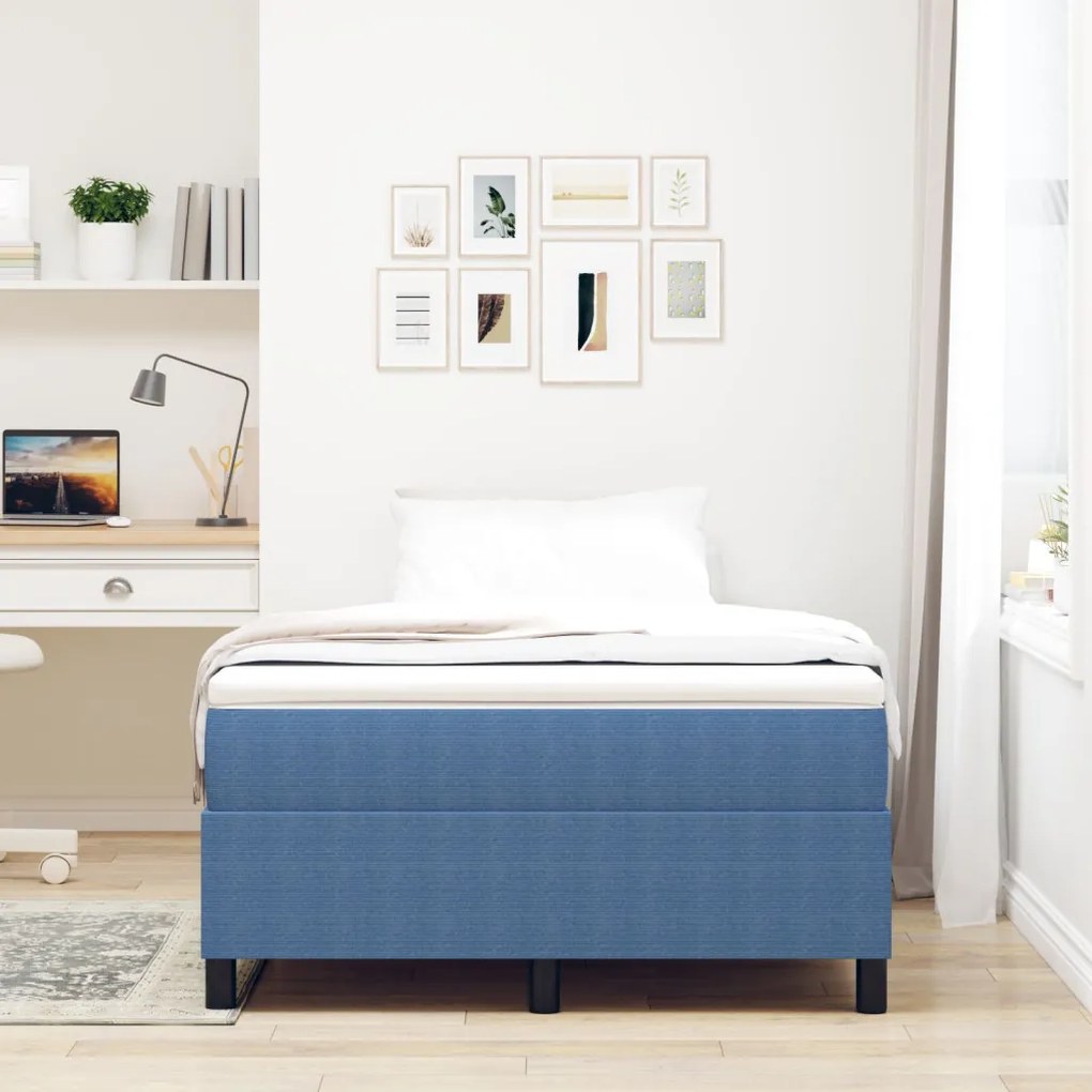Boxspring Ágy Kék Kis Dupla Kordbársony