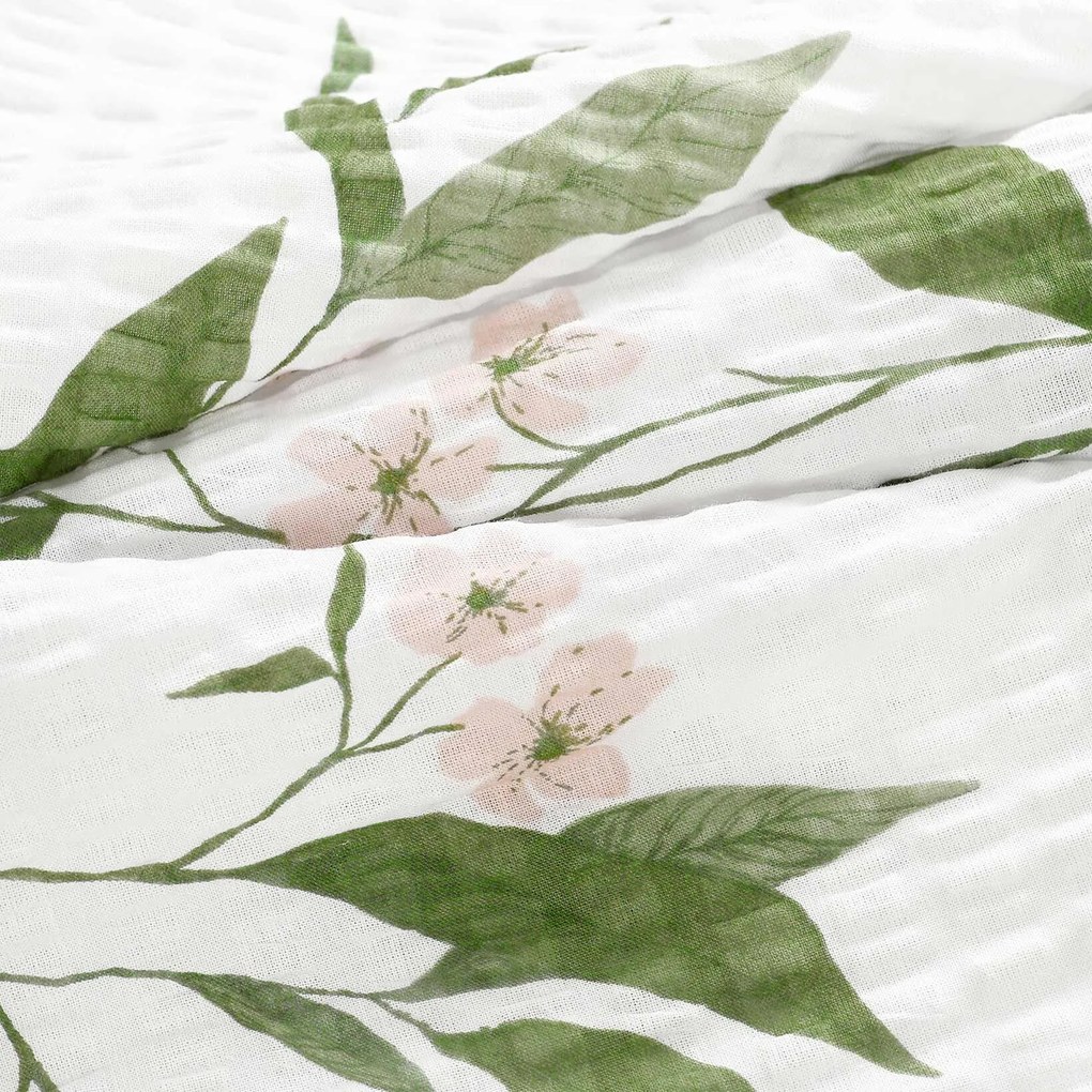 Goldea krepp ágyneműhuzat duo - jázmin virágmintás - púderrózsaszín hátoldal 140 x 200 és 70 x 90 cm