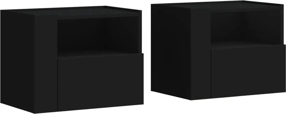 vidaXL 2 db fekete falra szerelhető éjjeliszekrény 45 x 30 x 35 cm