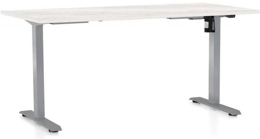 OfficeTech A állítható magasságú asztal, 160 x 80 cm, szürke alap, fehér kőris