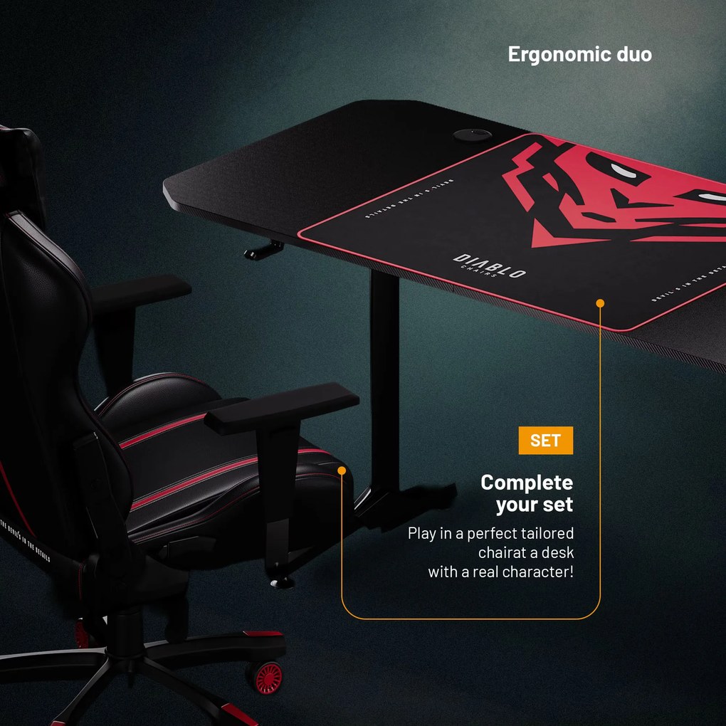 Gamer asztal 160 cm fekete: Diablo X-Mate 1600
