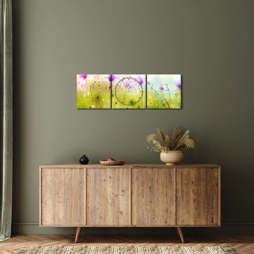 Kép - Réti virágok (órával) (90x30 cm)