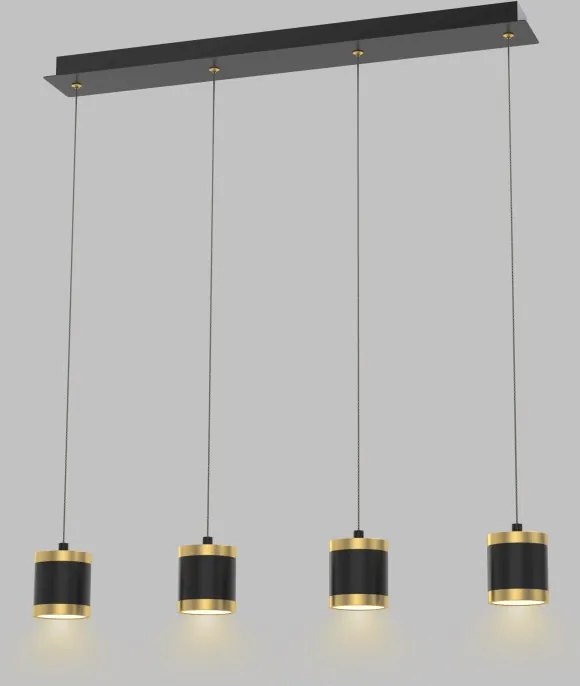 AVIANO LIGHTING 7003-404 TOULOUSE Többágú Függesztett Lámpa Matt Fekete, Arany LED IP20