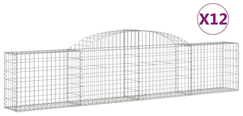 12 db íves horganyzott vas gabion kosár 300x30x60/80 cm