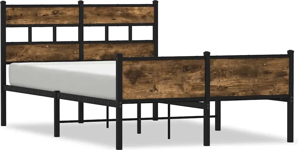 vidaXL füstös tölgy színű szerelt fa ágykeret matrac nélkül 120x200 cm