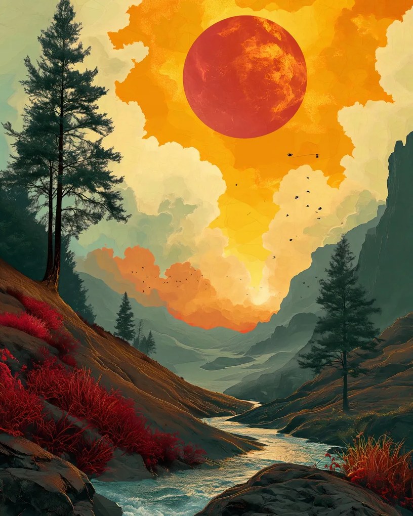 Poszter 40x50cm Vad folyó Alkonyat