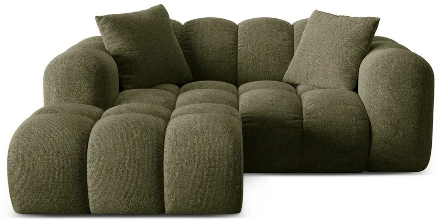 Zöld zsenília sarokkanapé (bal oldali-heverő résszel) Treno – Cosmopolitan Design