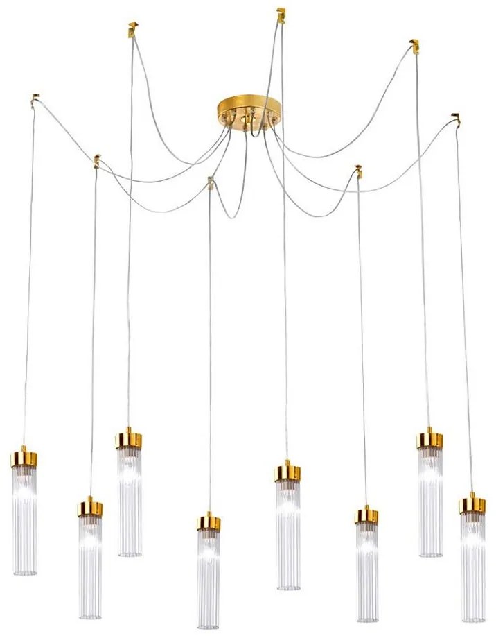 Kolarz 6009.30830 - Csillár zsinóron RAGGIO 8xE14/25W/230V pók 24K arany