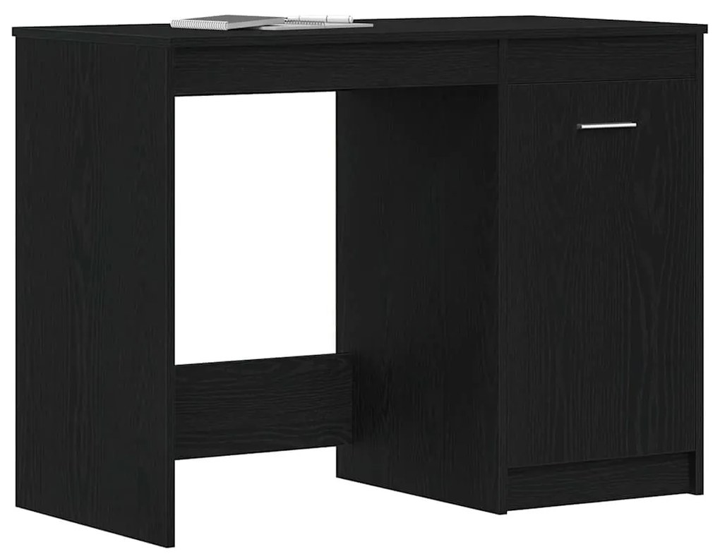 vidaXL Asztal tárolóval Fekete tölgy 100 x 50 x 76 cm Faanyag