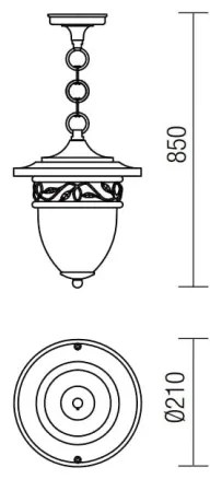 Redo 9399 - Kültéri csillár láncon BASEL 1xE27/42W/230V IP44 fekete