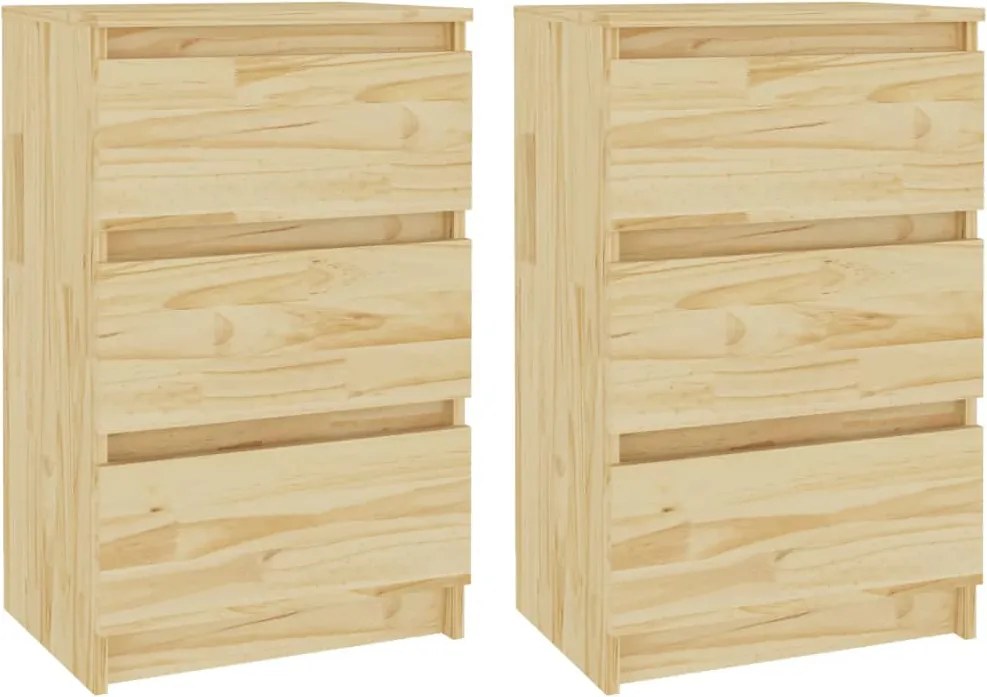 vidaXL 2 db tömör fenyőfa éjjeliszekrény 40 x 29,5 x 64 cm