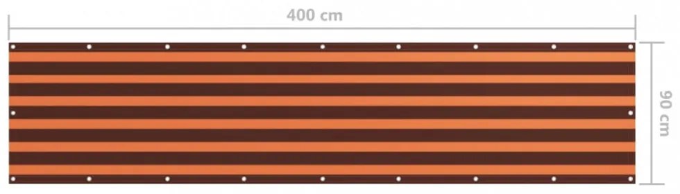 narancssárga-barna oxford-szövet erkélyparaván 90 x 400 cm