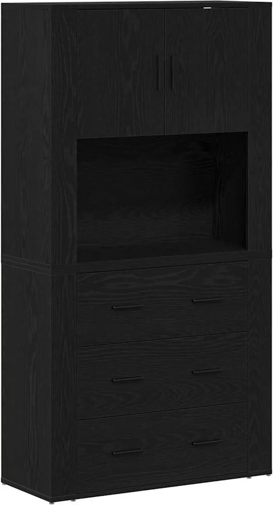 vidaXL Magasfiú fiókkal Fekete tölgy 80 x 33 x 150 cm Faanyag