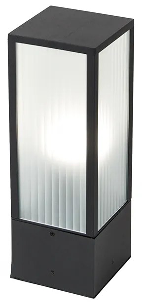 Okos kültéri állólámpa fekete, bordázott üveggel 40 cm, WiFi A60-nal - Charlois