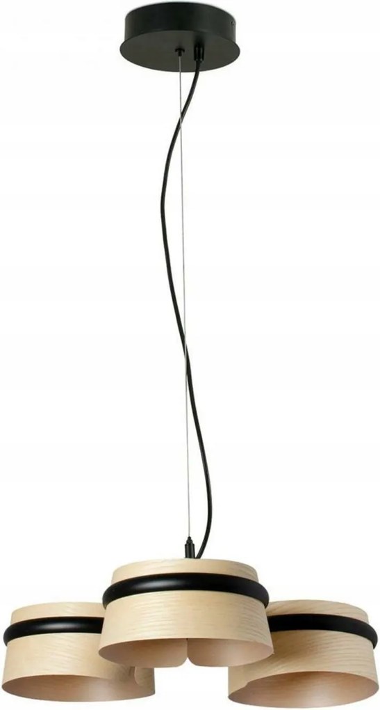 Faro Loop designer függeszték kőrisfából, Led 18W, fekete
