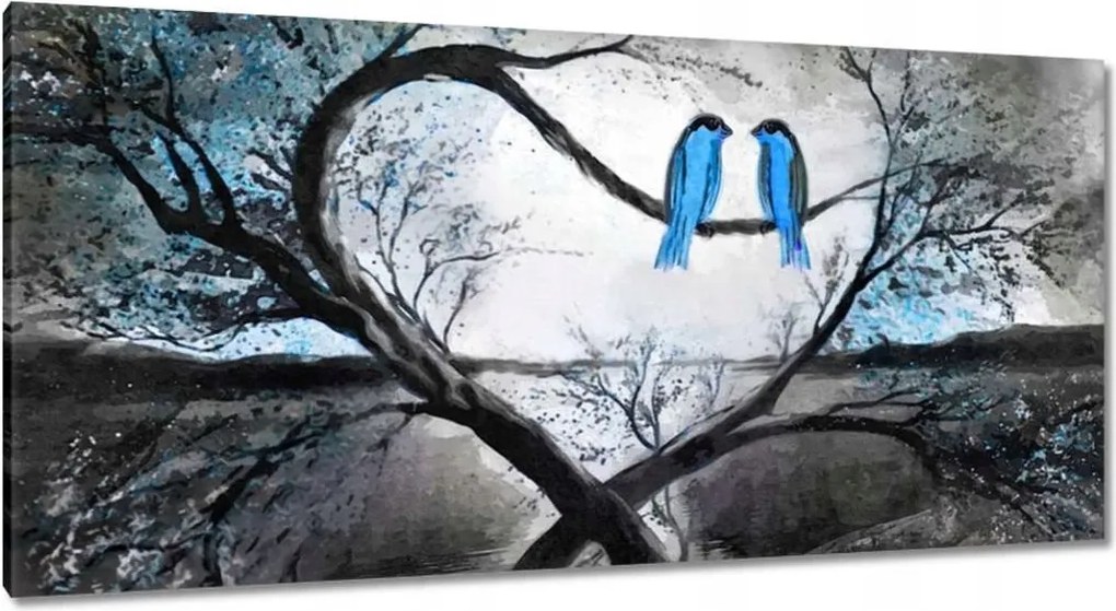 Vászonkép 115x55 Fa ágak Madárkák