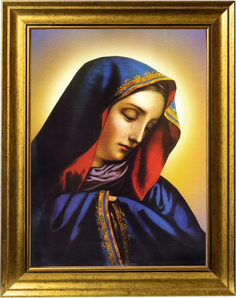 Fájdalmas Szűzanya Szakrális Kép Arany Díszített Keretben 30X40