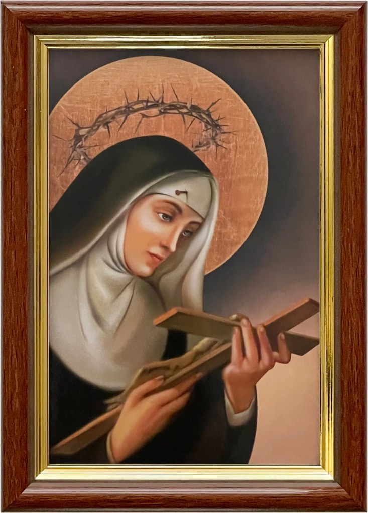 Vászonkép 18x13 Szent Rita Cascia Barna Arany Fa Keret