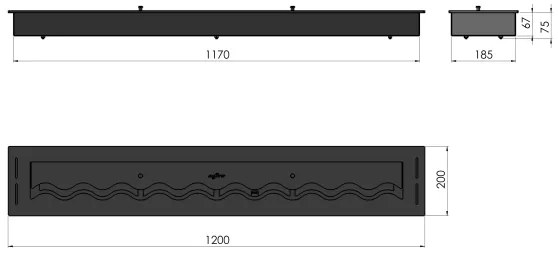 InFire - Beépített BIO kandalló 7,5x120 cm 7kW fekete