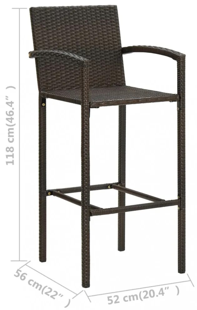 2 db barna polyrattan bárszék