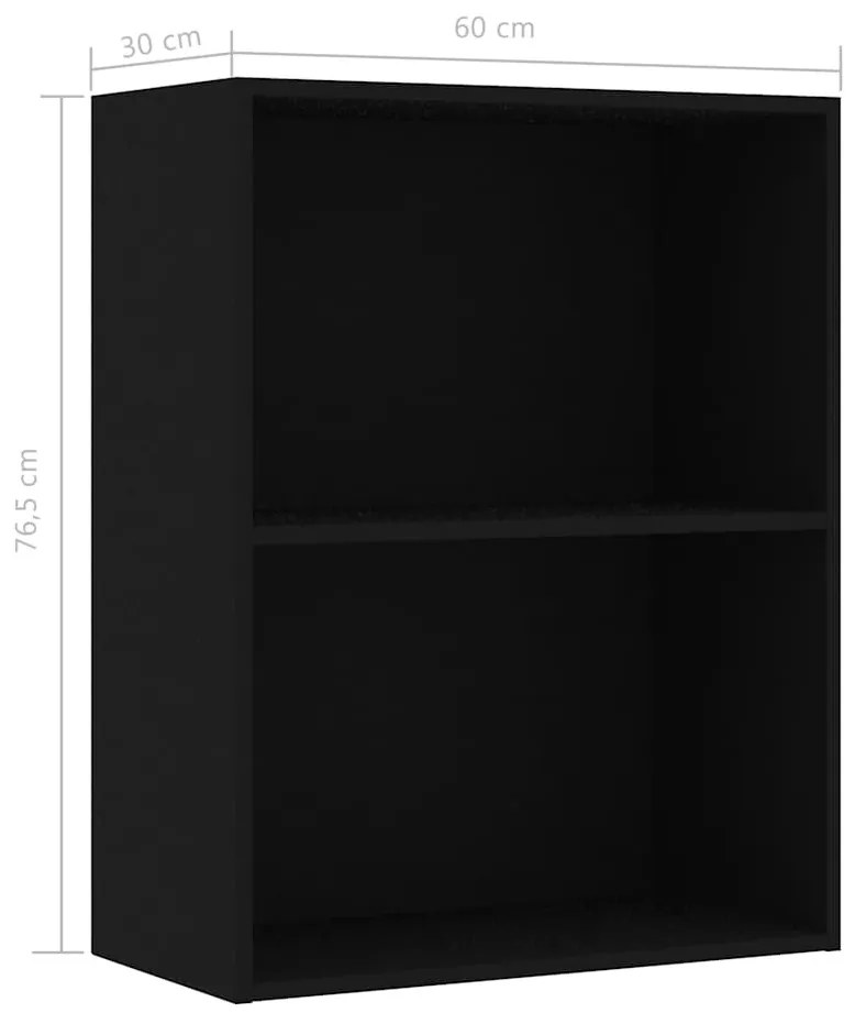 fekete szerelt fa könyvszekrény 60x30x76,5 cm