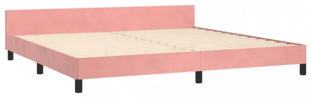 rózsaszín bársony ágykeret fejtámlával matrac nélkül 200x200 cm