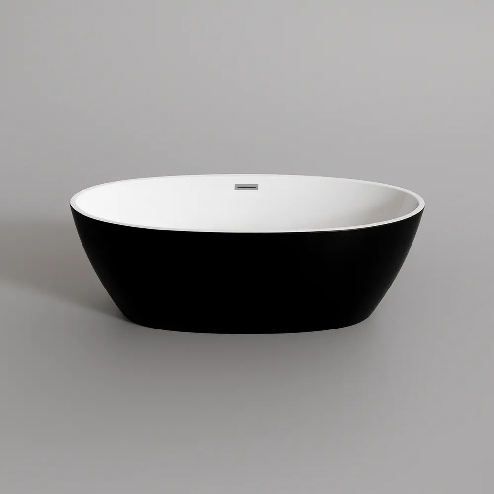 OVAL szabadon álló fürdőkád, fekete-fehér, 170x80x58 cm