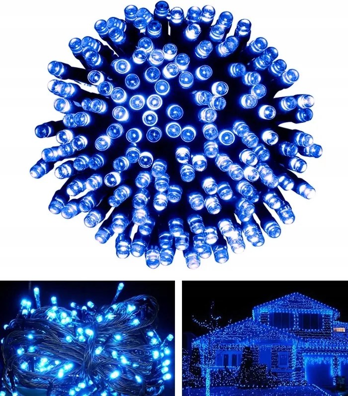 Karácsonyfa Fényfüzér 200 Led Kék Fények