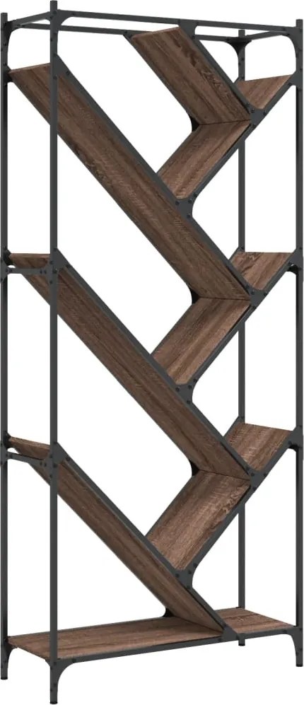 vidaXL barna tölgy színű szerelt fa és fém könyvszekrény 79x30x180 cm