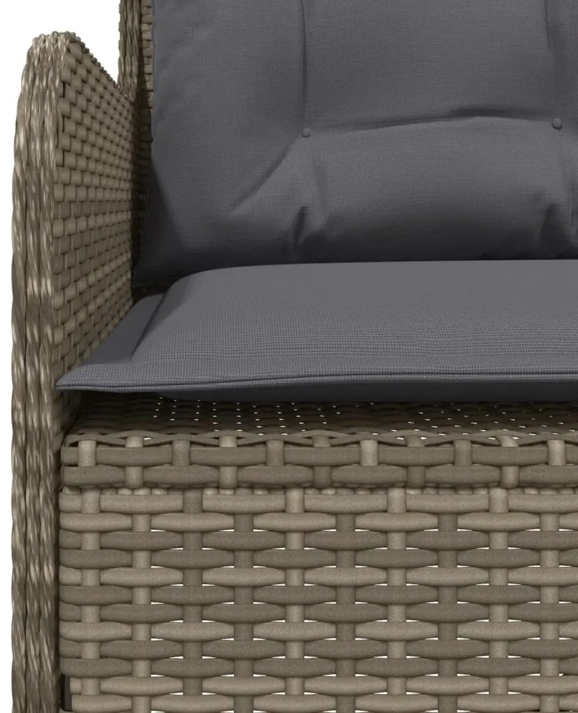 szürke polyrattan L-alakú kerti kanapé párnákkal